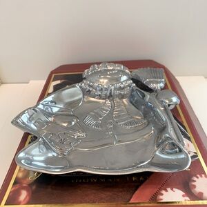 Lenox Yuletide Christmas Snowman Metal Serveware Never Used